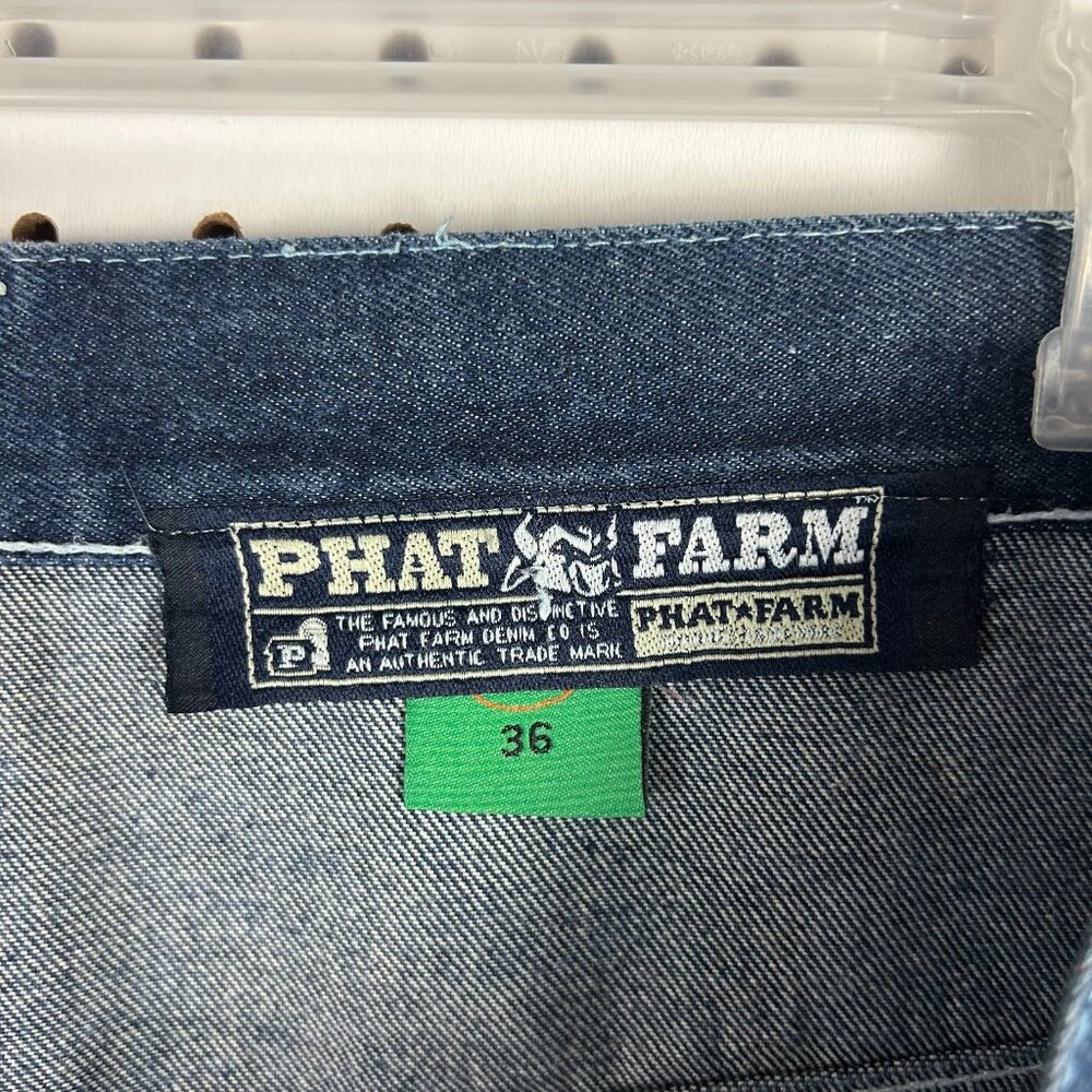 Phat Farm 90s Carpenter Jean Shorts Size 36 Wide Leg Baggy Skater Grunge Hip Hop - Picture 5 of 6